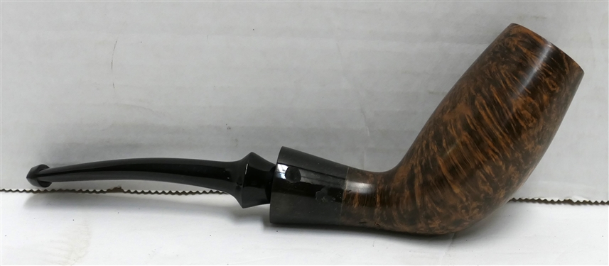 Moretti Smoking Pipe Dated 2016 - Number 5555 1 - Beautiful Wood Grain - Horn Extension - Small Chip on Extension - Measures 6 1/2 Long Elongated Bowl Measures 2 3/4 Tall