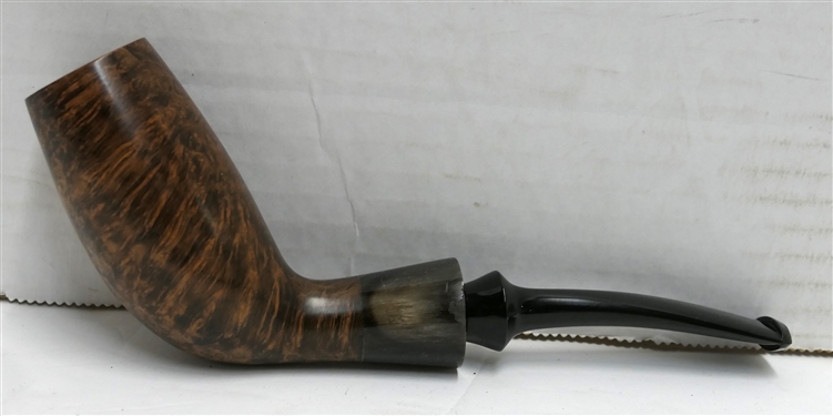 Moretti Smoking Pipe Dated 2016 - Number 5555 1 - Beautiful Wood Grain - Horn Extension - Small Chip on Extension - Measures 6 1/2 Long Elongated Bowl Measures 2 3/4 Tall