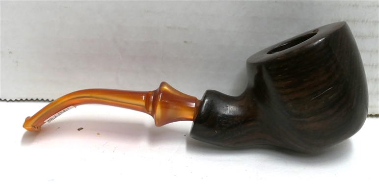 Hand Made Perry Pipe - Marked Perry 2017 - Cocobolo - Amber Colored Pearlized Stem - Pipe Measures 5 Long - Some Overall Scuffs