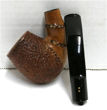 Radice Rind Smoking Pipe Stummel with Faux Bamboo Details - Stem Has Been Broken - See Photos - Bowl Measures 2 Tall 