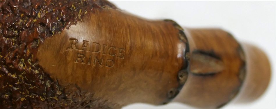 Radice Rind Smoking Pipe Stummel with Faux Bamboo Details - Stem Has Been Broken - See Photos - Bowl Measures 2 Tall 