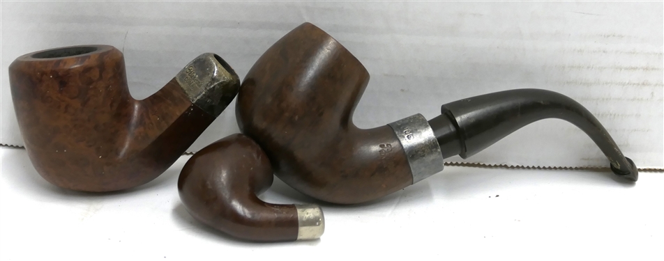 2 Peterson's Smoking Pipes with Sterling Silver Bands - Handmade in the Republic Of Ireland - Stummel Only Marked Limited Edition 235/1000 and Smaller Imported Briar Italy Pipe Stummel with Silver...