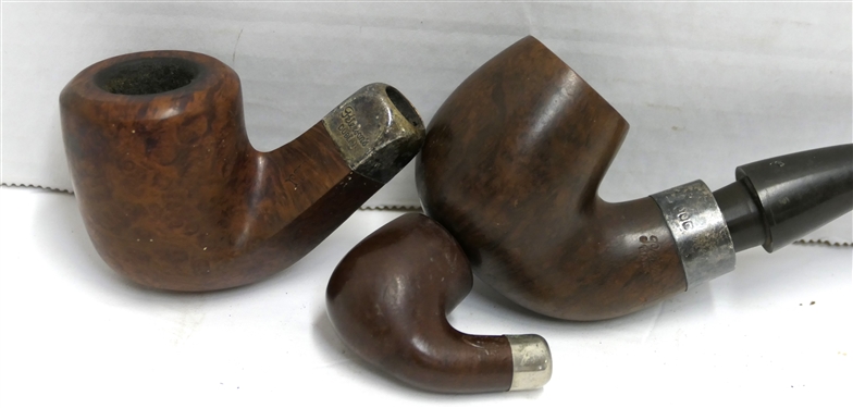 2 Peterson's Smoking Pipes with Sterling Silver Bands - Handmade in the Republic Of Ireland - Stummel Only Marked Limited Edition 235/1000 and Smaller Imported Briar Italy Pipe Stummel with Silver...