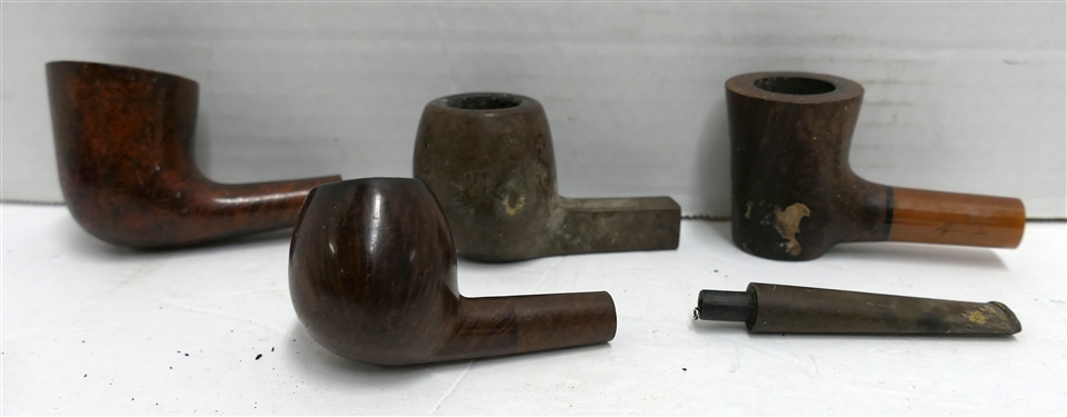 5 Pipe Stummels including Trafalgar 350, Charatan's Make Belvedere - Hand Made, and 2 Unmarked - 3 Have Broken Stems, 1 Is Without Stem 