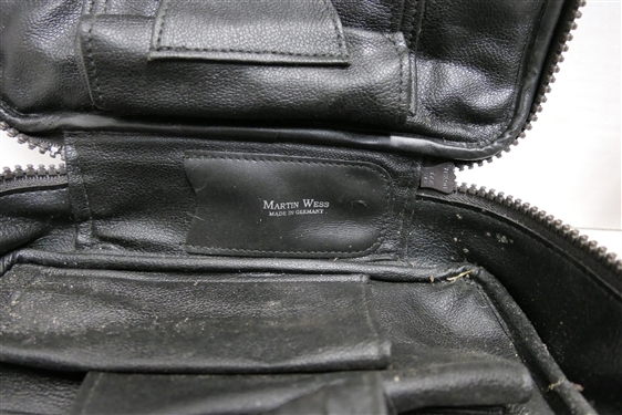 Martin Wess - Made in Germany Pipe Case - Pebbled Leather with Embossed Buffalo and Decatur Industries Walnut  9 Pipe Holder 