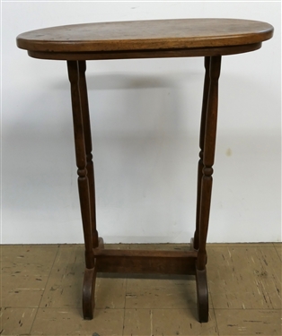 Nice Oval Walnut Table - Measures 27 1/2 Tall 20 1/2 By 12 1/2 