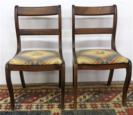 Pair of Mahogany Side Chairs with Attractively Upholstered Seats 