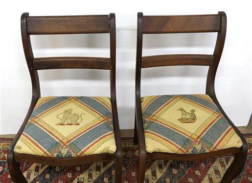 Pair of Mahogany Side Chairs with Attractively Upholstered Seats 
