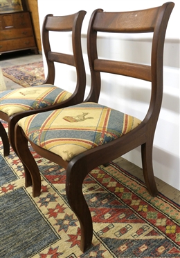Pair of Mahogany Side Chairs with Attractively Upholstered Seats 
