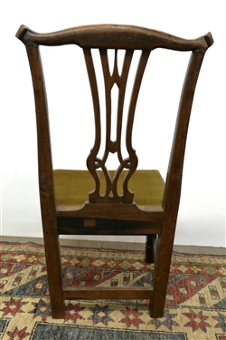 Pegged Oak Ribbon Back Side Chair with Velvet Upholstered Seat 