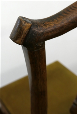 Pegged Oak Ribbon Back Side Chair with Velvet Upholstered Seat 