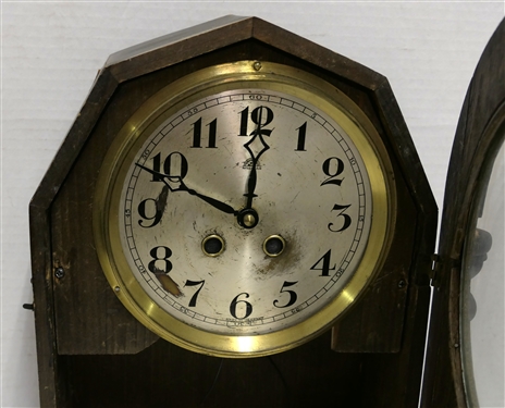 Wood Clock Case with Barley Twist Pilasters - Case Measures 14 1/2 Tall - NO WORKS - Missing 1 Trim Piece