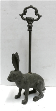 Cast Iron Rabbit Door Stop With Handle - Overall Measures 17 tall Rabbit Measures 9 Nose to Tail 