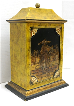 Asian Decorator Box with Lid - Measures 12 1/2 Tall 8 By 6  - Some Minor Paint Flaking Around Bottom Edge 