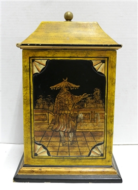 Asian Decorator Box with Lid - Measures 12 1/2 Tall 8 By 6  - Some Minor Paint Flaking Around Bottom Edge 