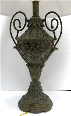 Nice Urn Style Metal Decorator Lamp - Measures 24 To Bulb 