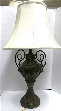 Nice Urn Style Metal Decorator Lamp - Measures 24 To Bulb 