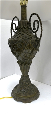 Nice Urn Style Metal Decorator Lamp - Measures 24 To Bulb 