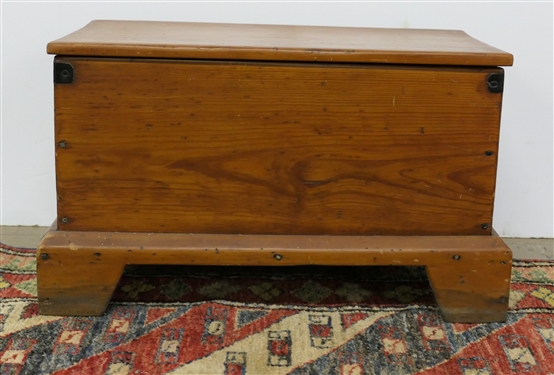Antique Pine Miniature Blanket Box with Iron Reinforced Corners, Cut Nails,  Lift Top - Box Measures 13 Tall 20 by 12 