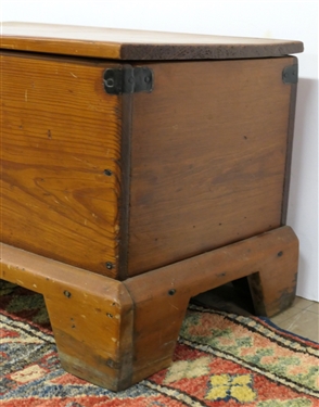 Antique Pine Miniature Blanket Box with Iron Reinforced Corners, Cut Nails,  Lift Top - Box Measures 13 Tall 20 by 12 