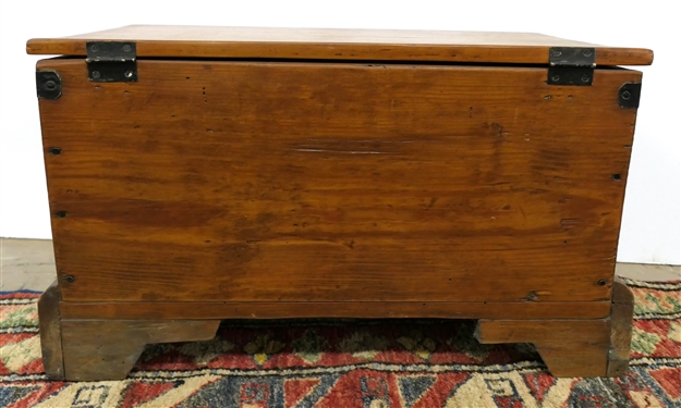 Antique Pine Miniature Blanket Box with Iron Reinforced Corners, Cut Nails,  Lift Top - Box Measures 13 Tall 20 by 12 