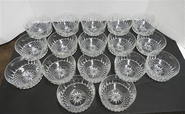 17 Arcoroc France Diamon Starburst Clear Crystal Salad Bowls 