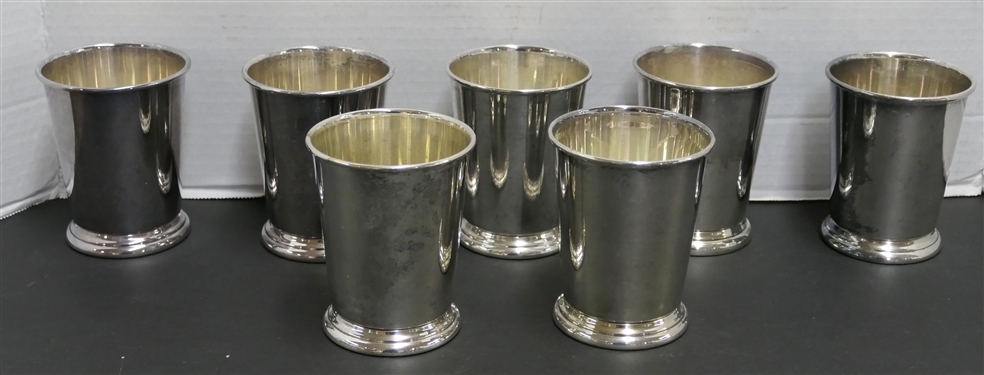7 Silverplate Mint Julep Cups - 5 Marked Sheridan Silver Plate