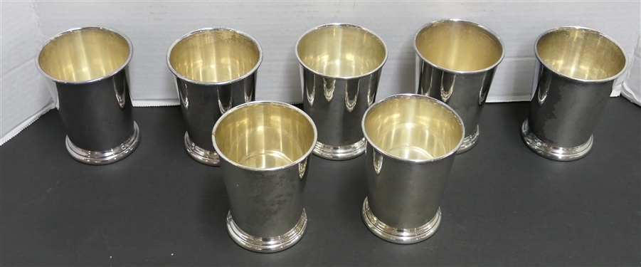 7 Silverplate Mint Julep Cups - 5 Marked Sheridan Silver Plate