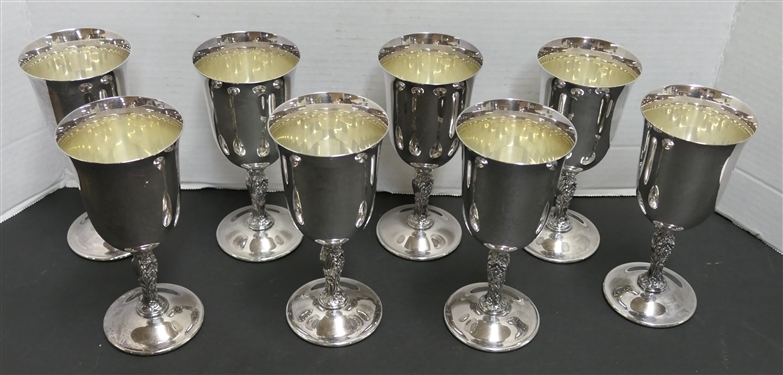 8 - Rogers Victorian Rose Silverplate Goblets 