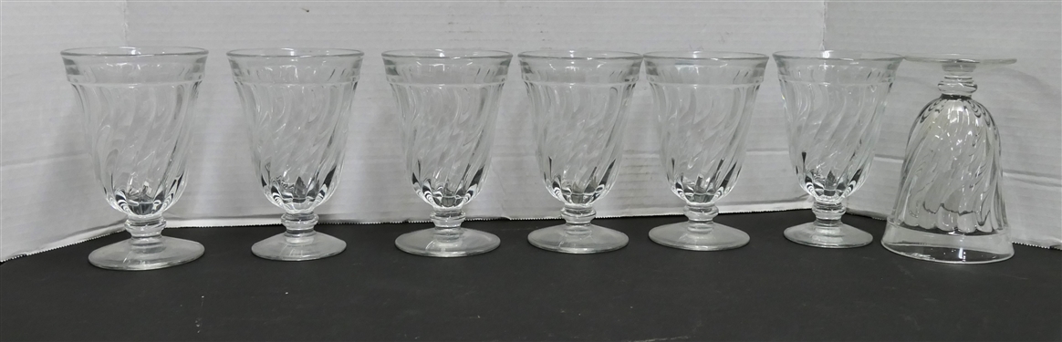 6 Colony By Fostoria Footed Iced Tea Glasses - 7th Pictured Upside Down Has Nick on Rim 