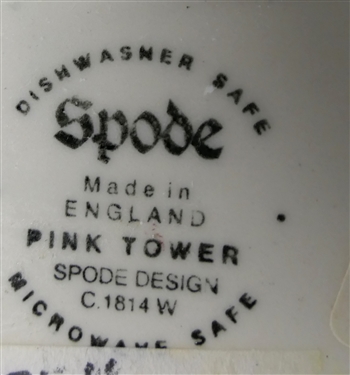 Spode Pink Tower Cream and Sugar Set - Creamer Measures 3 1/2 Tall 4 1/2 Spout to Handle