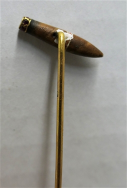 Gold Stick Pin with Miniature Ruby Encrusted Cigar at End - Pin Measures 3 Long - Cigar Measures 3/4 