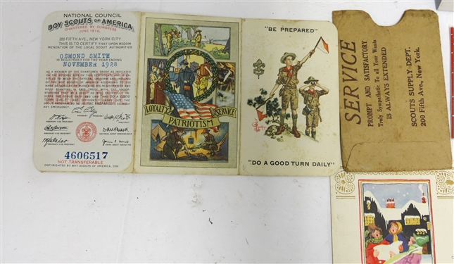 Playing Card Lot including Pair of Common Sense 1885 Cuff Holder Card Clips, Celluloid Dice, Home Savings Playing Cards, and Parker Brothers Rook Cards