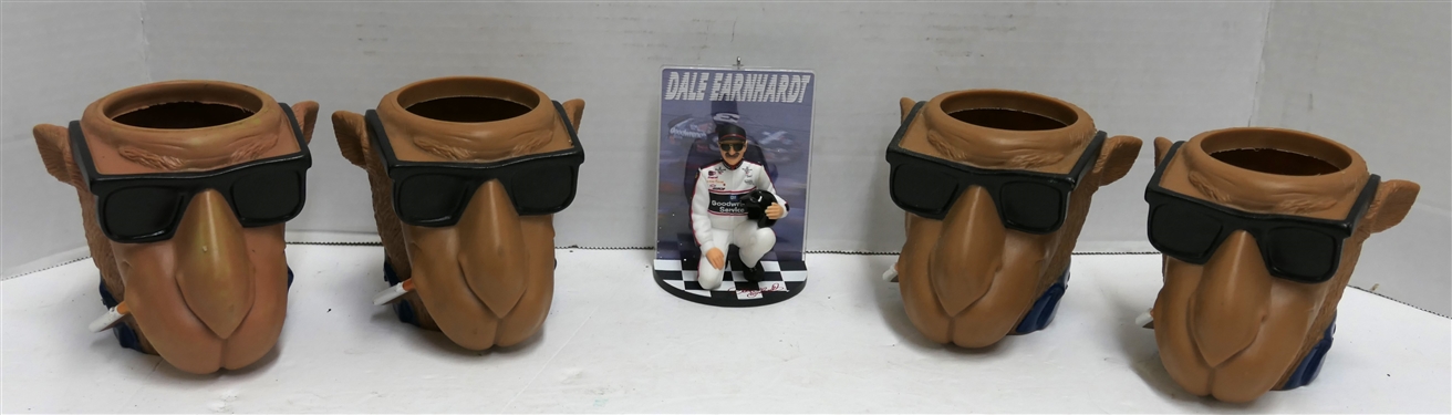 4 Joe Camel - Camel Cigarettes Drink Holders and Dale Earnhardt Hallmark Christmas Ornament - The Year 2000