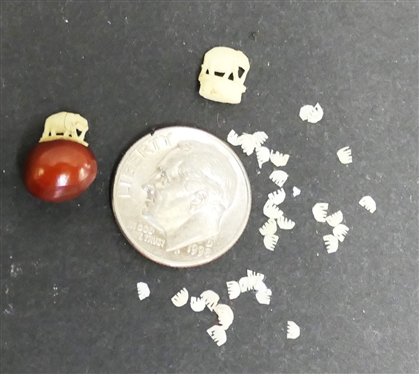 Collection of Carved Microscopic Elephants - Dime For Scale - More then 30 Miniature Elephants