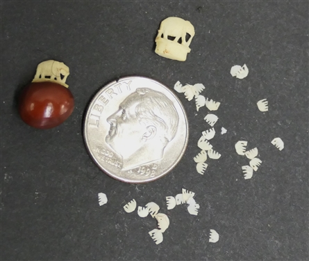 Collection of Carved Microscopic Elephants - Dime For Scale - More then 30 Miniature Elephants