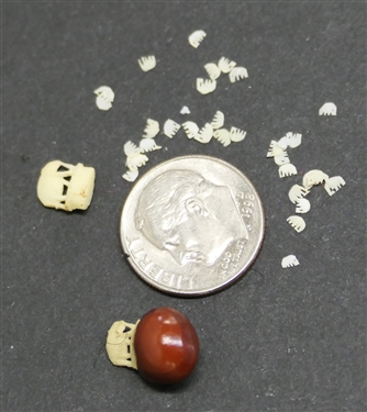 Collection of Carved Microscopic Elephants - Dime For Scale - More then 30 Miniature Elephants