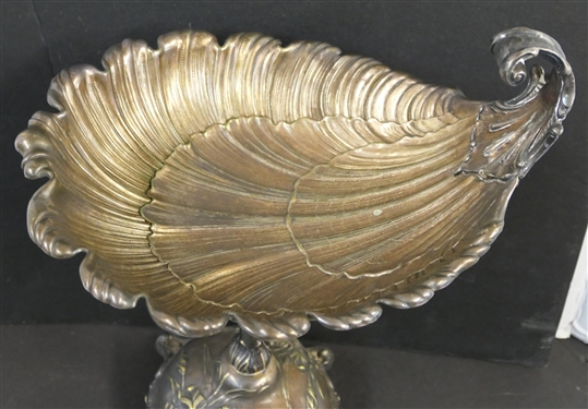 Silverplate Shell Design Centerpiece - Measures 14 1/2 Tall 11 by 9 1/2