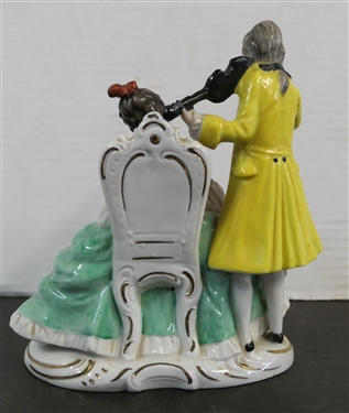 Dresden Porcelain Musician Figure - Measures 7 1/2 Tall - Violin Bow is Broken 