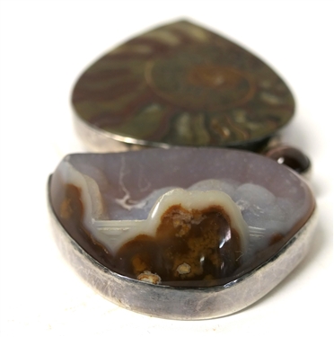 Outstanding Large Ammonite and Drusy Pendant - Set in Sterling Silver - Pendant Measures 4 1/2 Long 2 5/8 Across - Original Retail Price of $1795