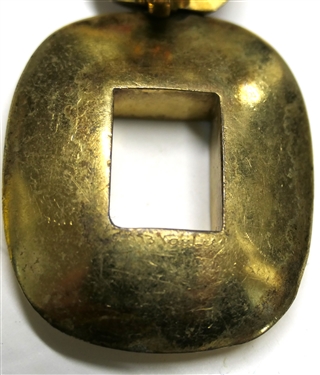 Vaubel 1993 Hand Made Gold Tone Clip on Earrings - Circles Over Rectangles - One Earring Clip Needs Tightening - Earring Measure 2 1/2 by 1 1/2 