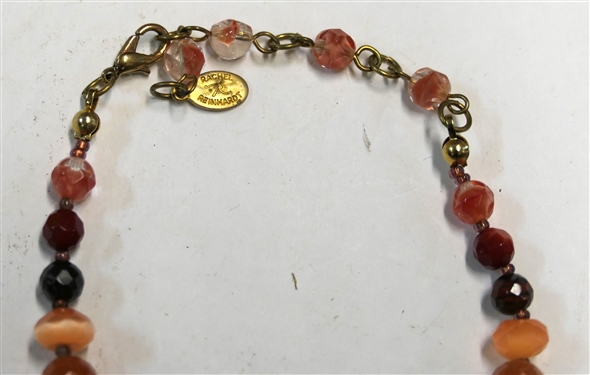Rachel Reinhardt Beaded Necklace with Carved Stone Butterfly - Necklace Measures 18
