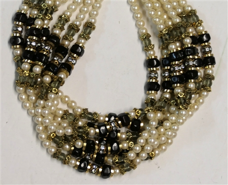 Beaded Necklace with Double Hand Clasp - 7 Strands of Beads - Necklace Measures 20