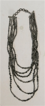 Christian Dior Boutique 6 Strand Pewter Beaded Necklace - Measures 32 At the Longest