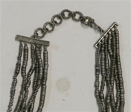 Christian Dior Boutique 6 Strand Pewter Beaded Necklace - Measures 32 At the Longest