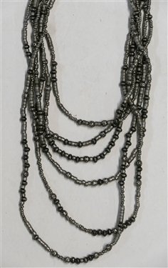 Christian Dior Boutique 6 Strand Pewter Beaded Necklace - Measures 32 At the Longest