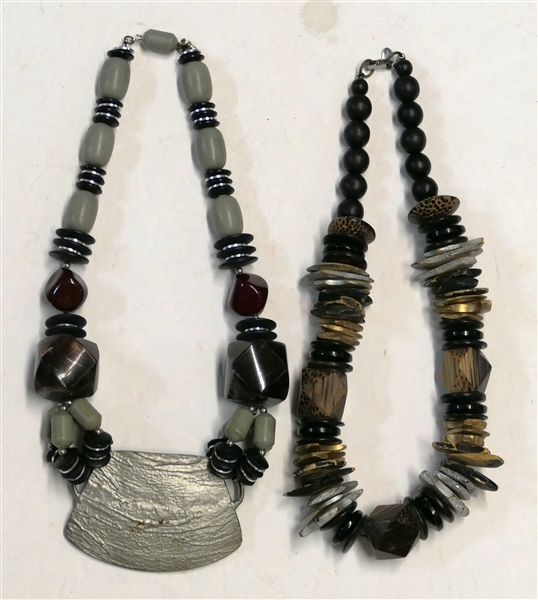 2 - Les Bernard Inc Necklaces - Wood Beaded Necklace Measures 16"