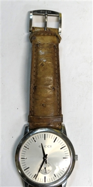 Gucci Timepieces 5600M Wristwatch - Mechanical Movement - Serial Number 0009152 - Gucci Ostrich Band - Watch Measures 1 1/2 Across