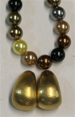 16 Multi Colored Beaded Necklace and 3 Pairs of Gold Tone Clip on Earrings including Carol Lee, Ciner, and A