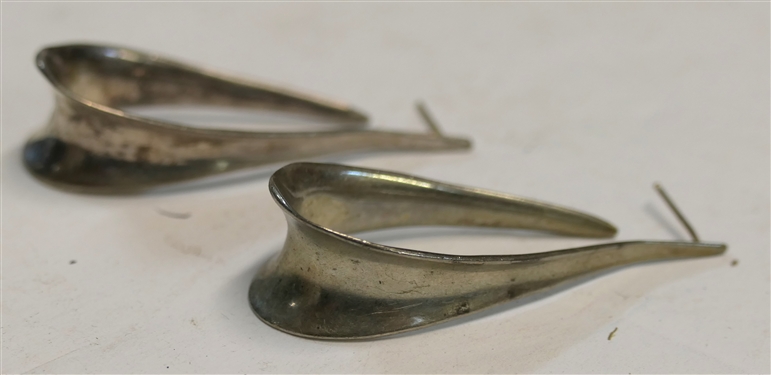 Pair of RLM Sterling Silver Abstract J Hook Earrings - Measuring 2 Long